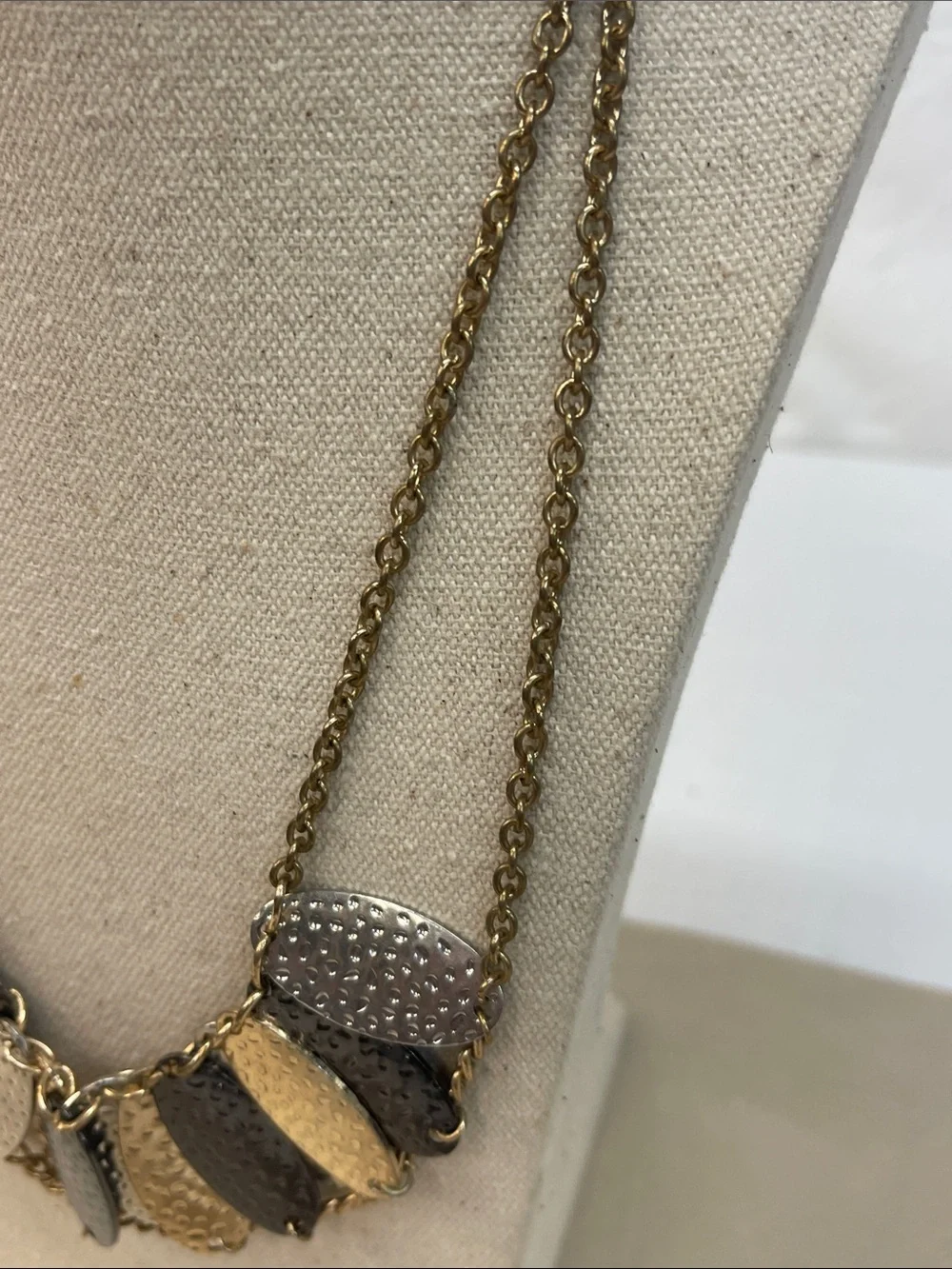 Hammered Multi-Tone Leaf Statement Necklace - Unbranded